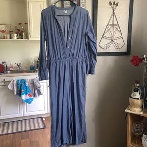 Old Navy denim long sleeved pant romper/jumpsuit